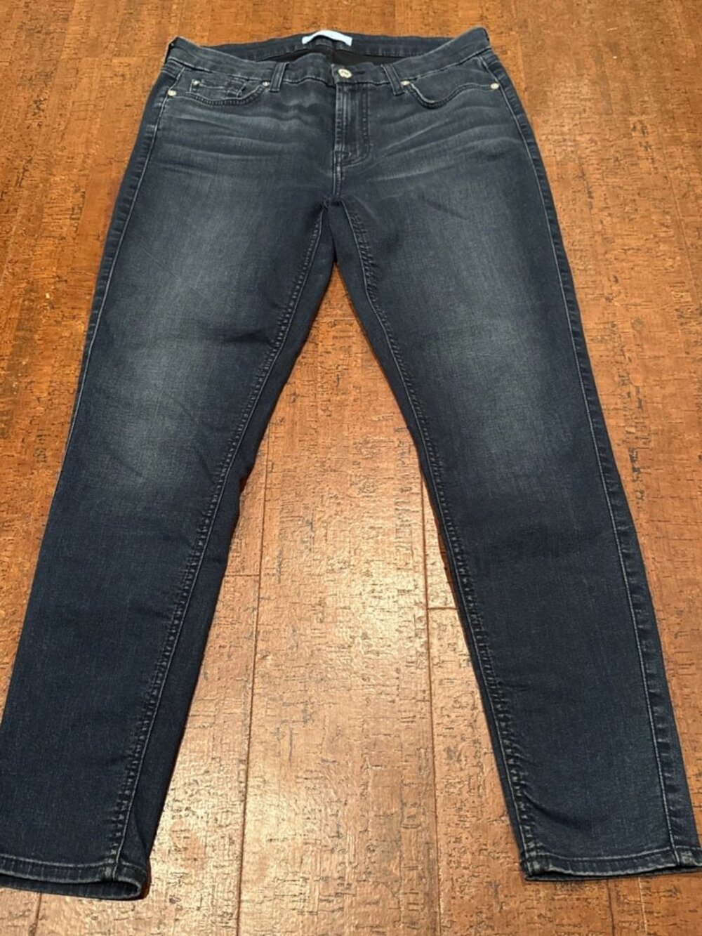 7 For All Mankind Women’s 30 The Ankle Skinny Jeans Dark Wash Blue B-Air Denim